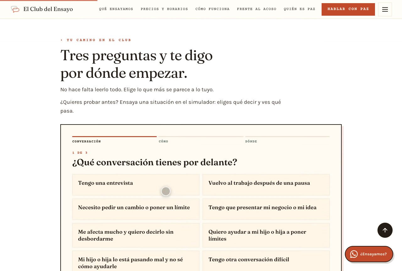 Three questions to choose how to rehearse at El Club del Ensayo