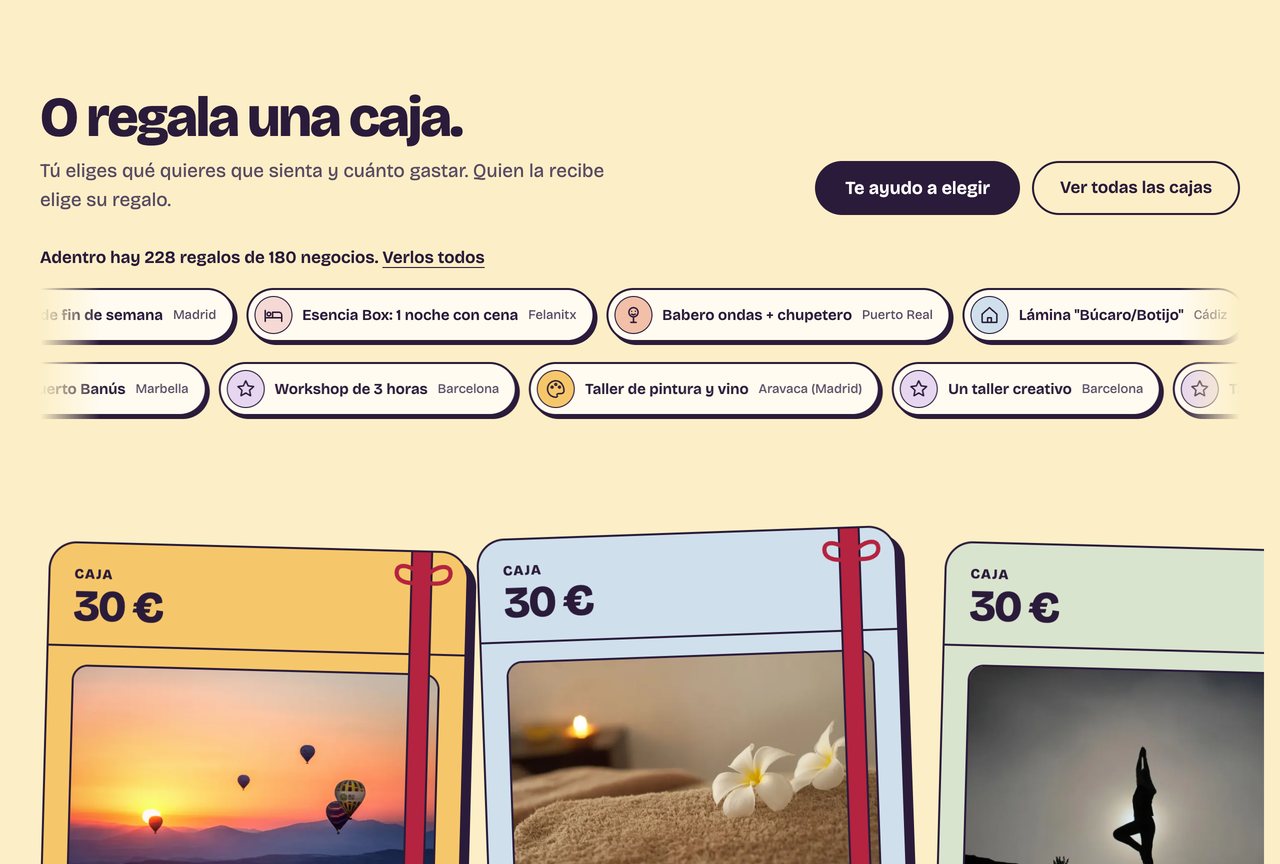 Themed gift boxes on Lo pensé para ti