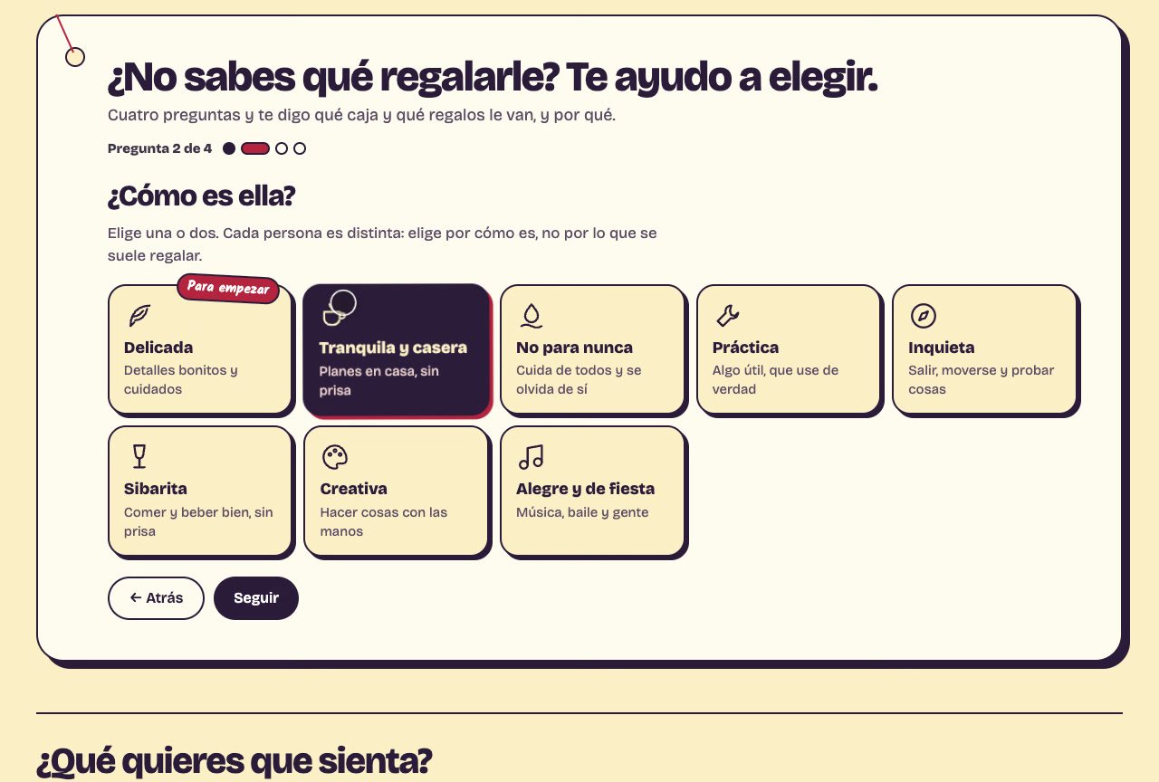 Three questions to get a gift idea on Lo pensé para ti