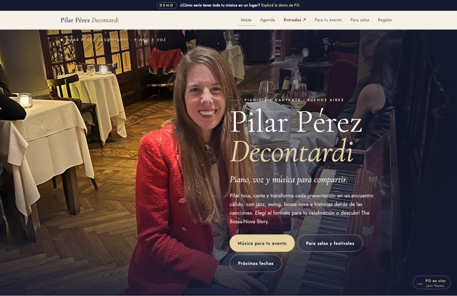 Pilar Pérez Decontardi — Artist website proposal · Interactive demo
