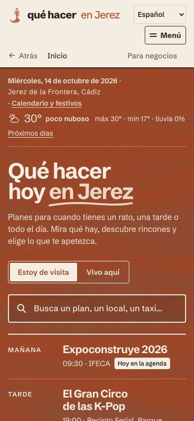 Vista móvil de Qué Hacer en Jerez
