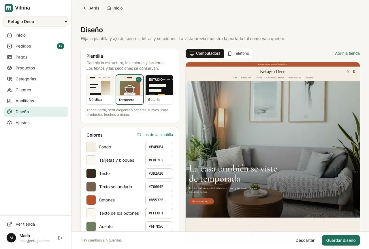 Design: Store colours and style, no coding.