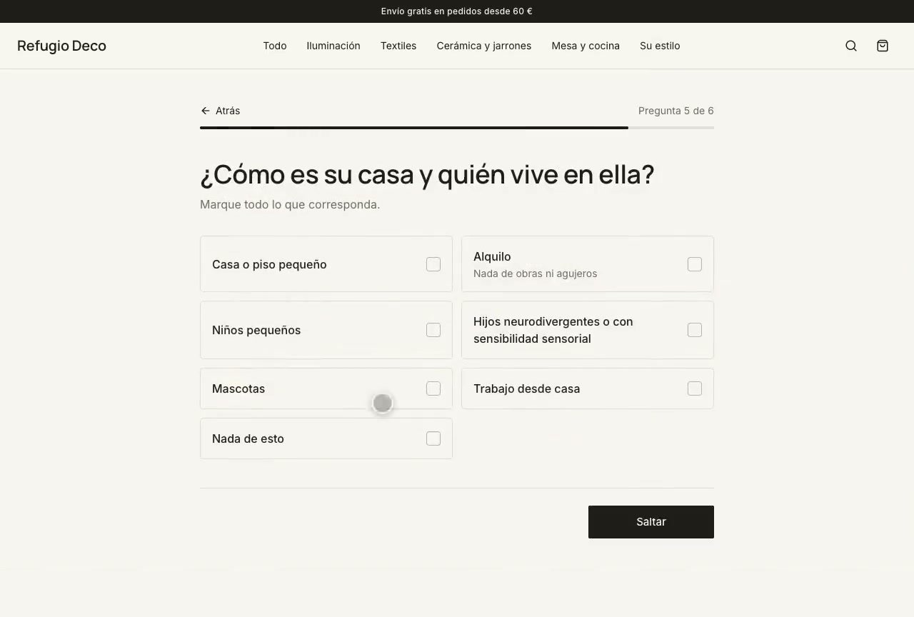 Refugio Deco style quiz question about your home and who lives there