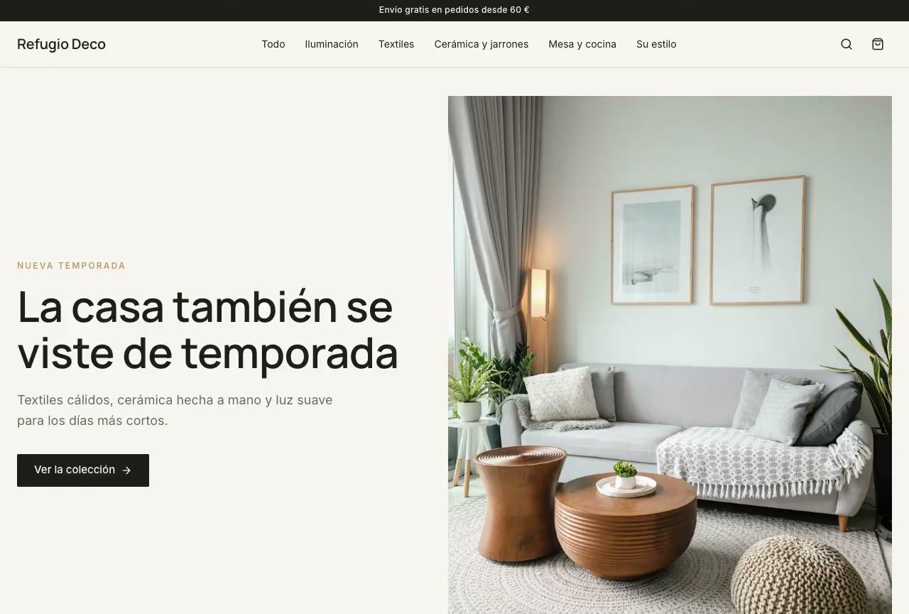The homepage: The home dresses for the season too.